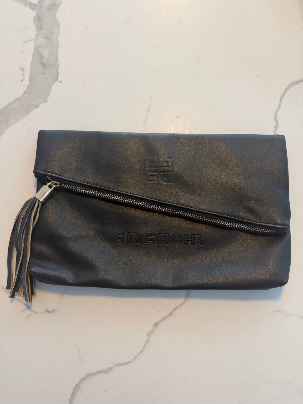 Givenchy Black Leather Zip-Front Toiletry Pouch
